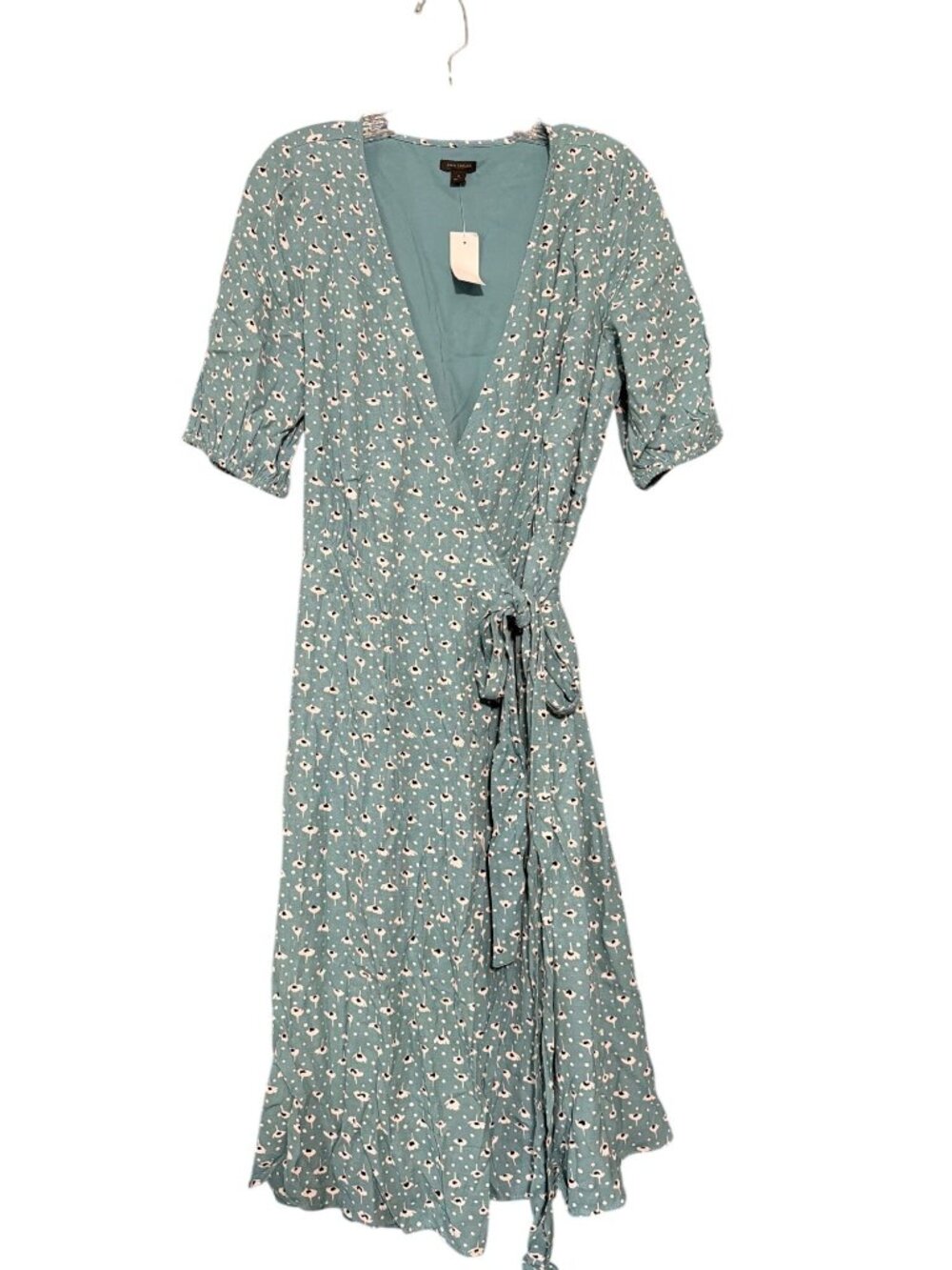 Ann Taylor Sage Green Floral Wrap Dress